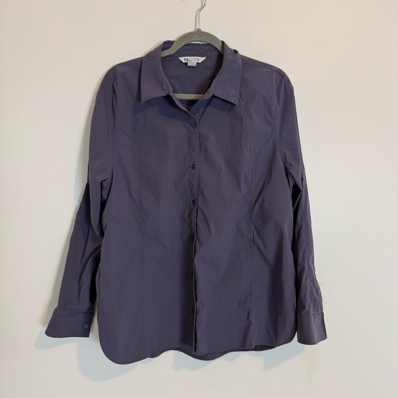 Athleta Button Up Shirt Long Sleeve Collared dark Purple Size L urbanite - Picture 1 of 7